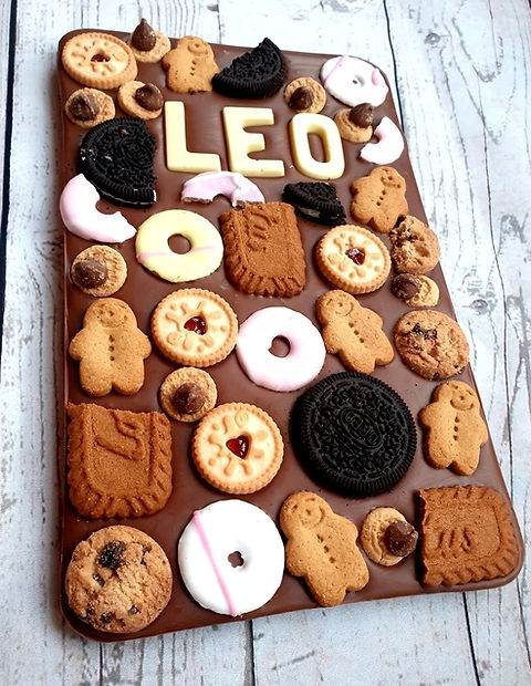 Personalised Extra Large Chocolate Slab with Biscuits
