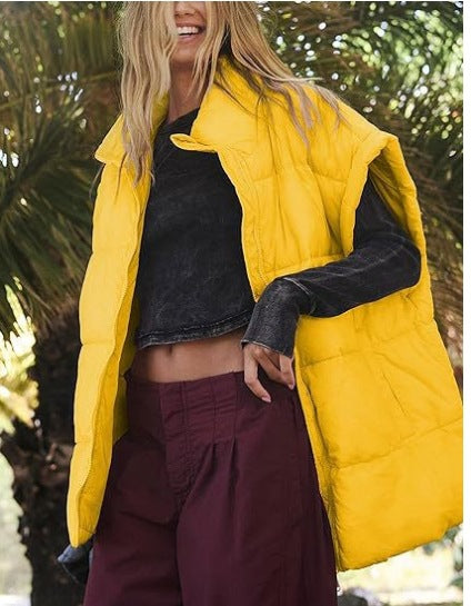Flounced Sleeve Down Cotton Vest