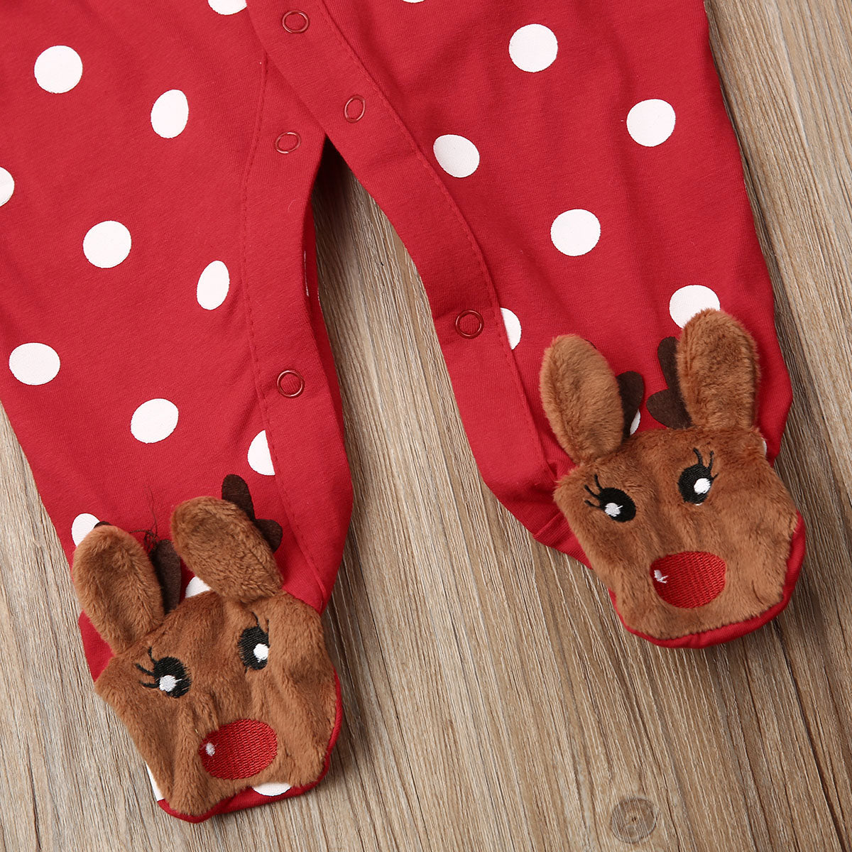 Babies red deer romper suit