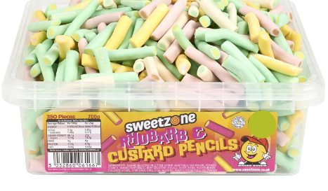 Rhubarb & custard pencils