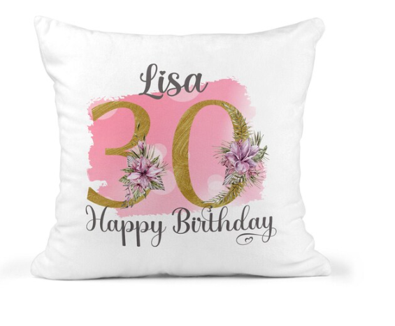 Personalised birthday 30th cushion