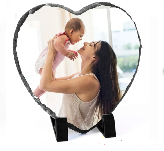 Personalised Custom Photo Printed Heart Rock Slate