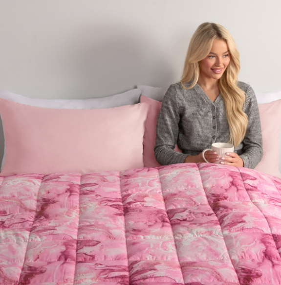 Marble Printed Weighted Blanket, Blush- 8KG
