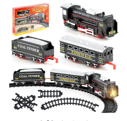 Classic Train Set with Tracks and Headlight