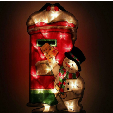 Snowman Post Sign Christmas LED Light Silhouette
