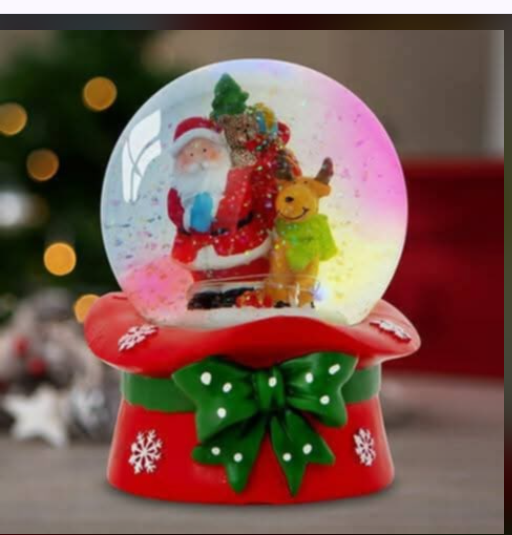 santa & rudolph light up musical snowglobe