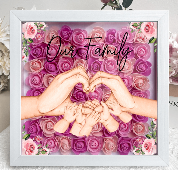 Our Family Hands - Personalised Flower Shadow Box