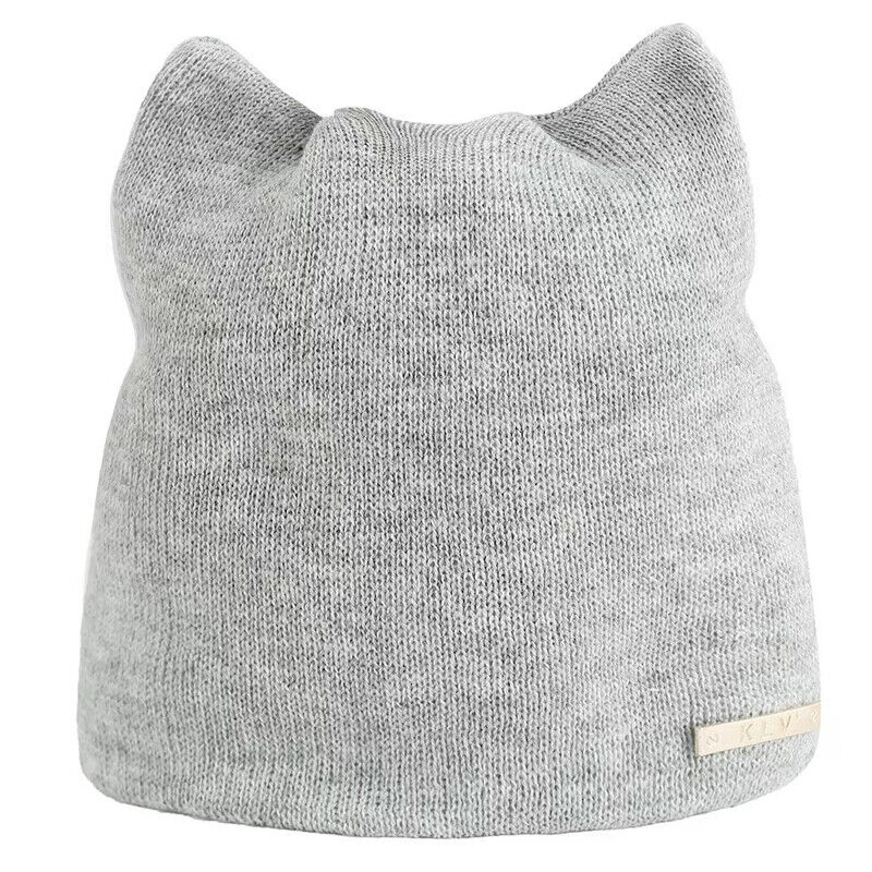 Ladies Winter Warm Beanie Knitted Hat Cat Ears