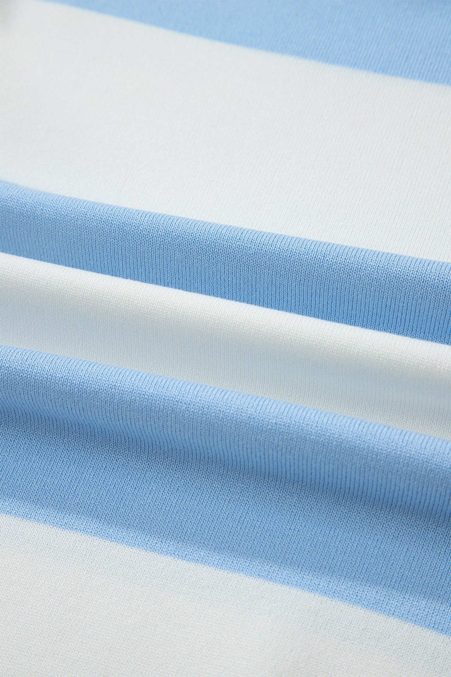 Sky Blue Stripe Colourblock Plus Size Short Sleeve Sweater