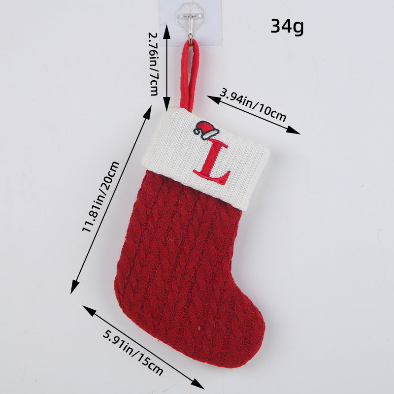 Mini Red Letter Wool Knitted Christmas Stockings