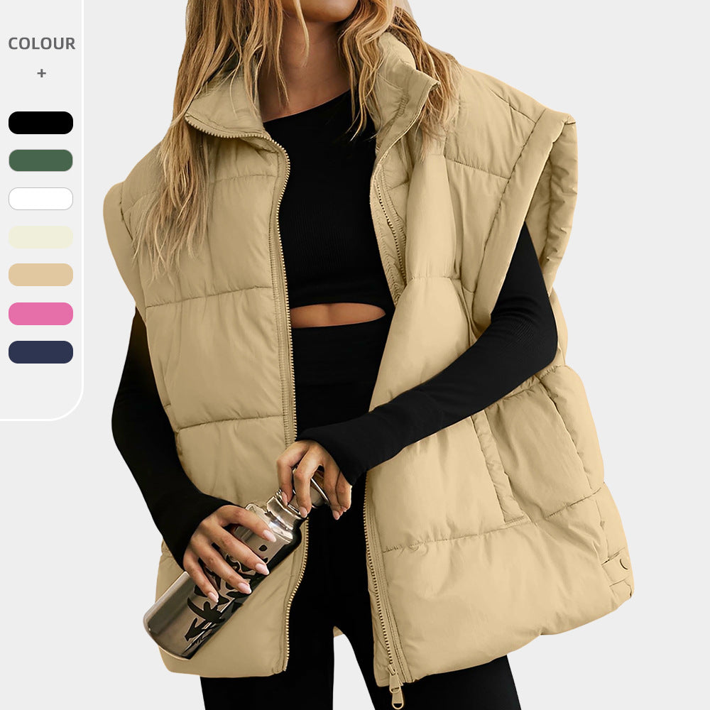 Flounced Sleeve Down Cotton Vest