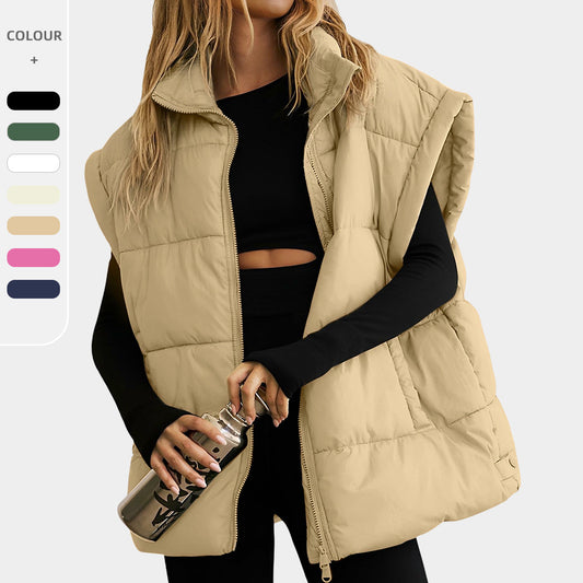 Flounced Sleeve Down Cotton Vest