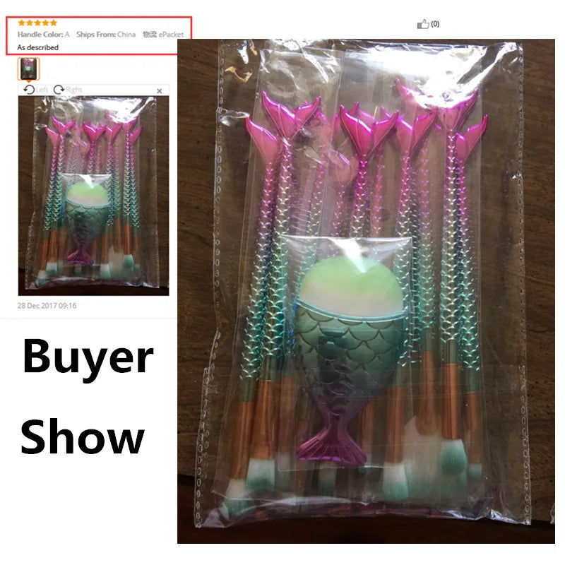 11PCS Pro Mermaid Makeup Brushes