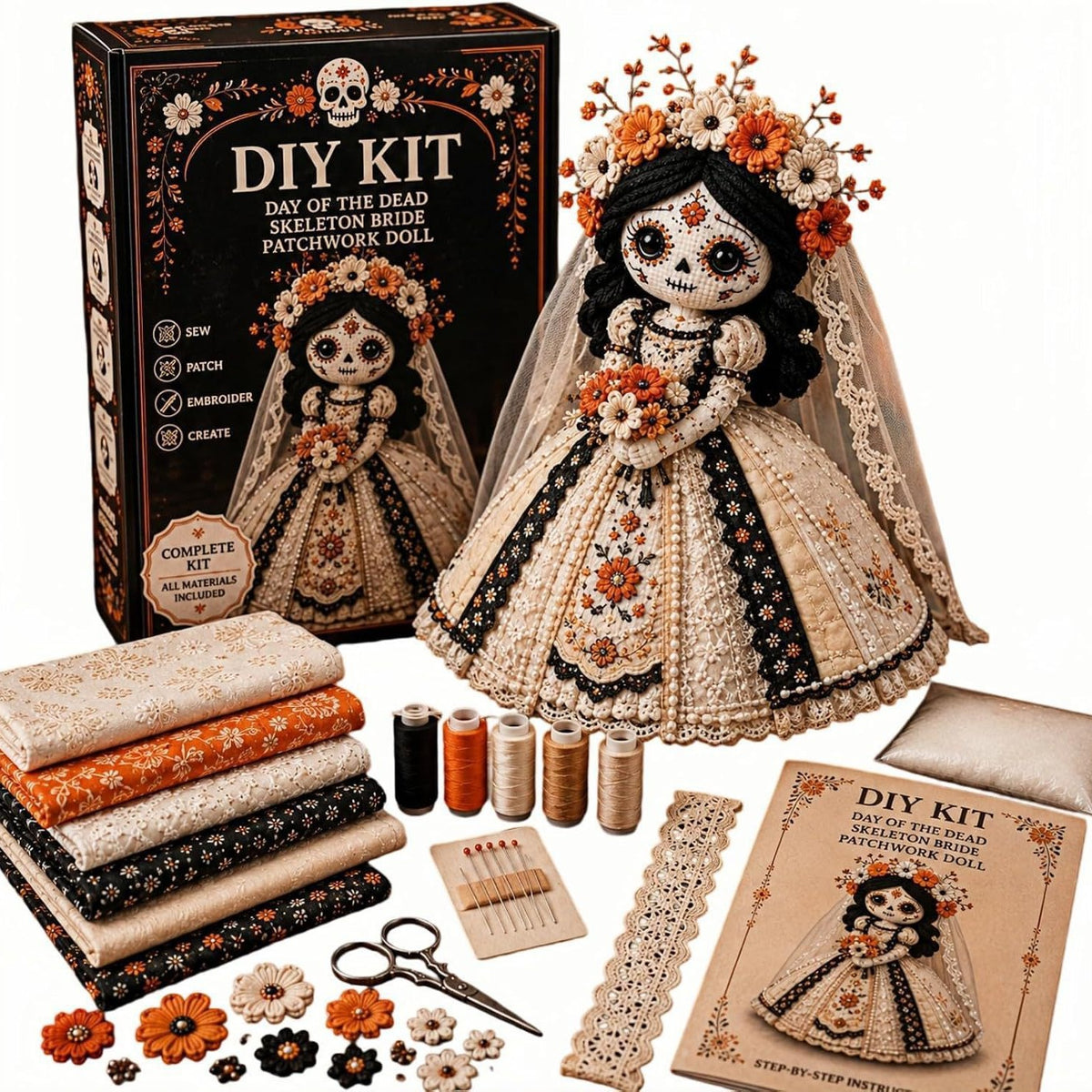 Halloween DIY Craft Kit Patchwork Doll DIY Kit Sewing Kit