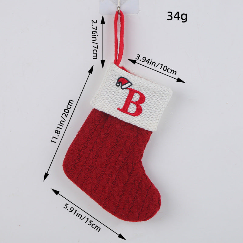 Mini Red Letter Wool Knitted Christmas Stockings