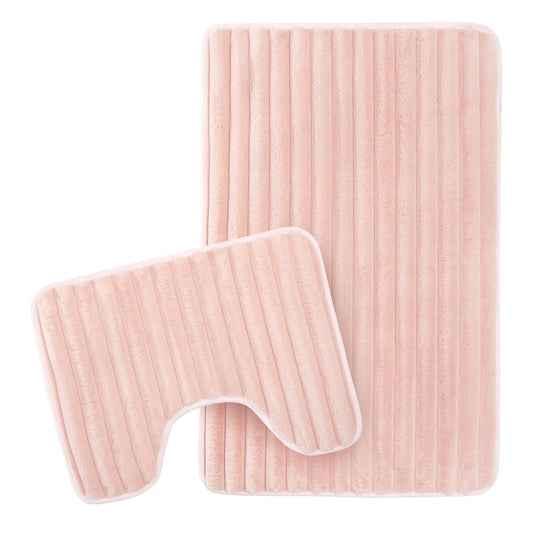 2 Piece Ribbed Bath Mat Set