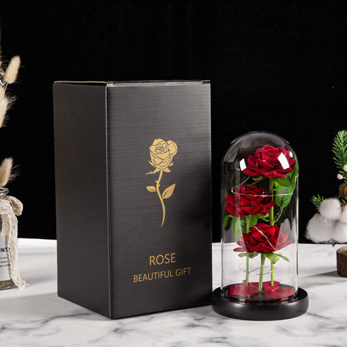 Beauty And The Beast Light Up Enchanted Rose In Glass Dome Lamp Christmas Gifts_8