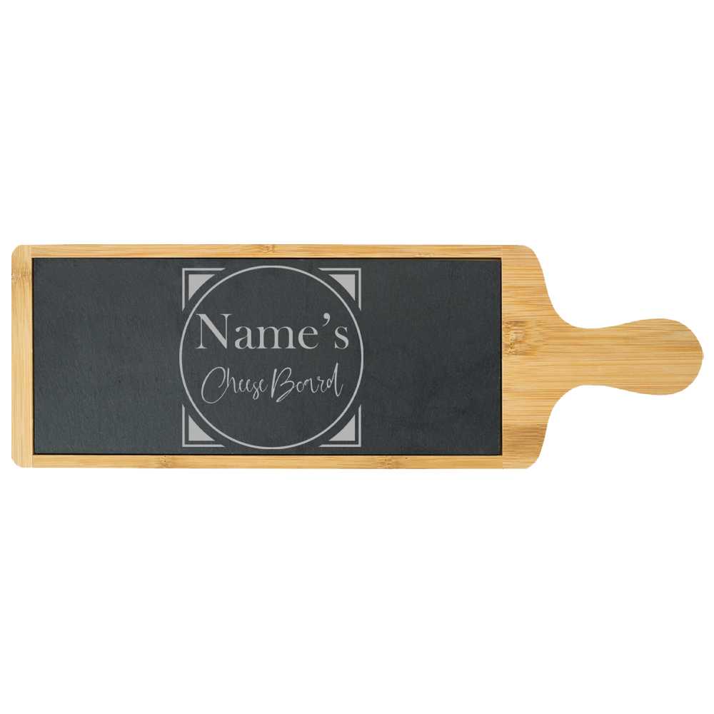 Engraved bamboo and slate cheeseboard