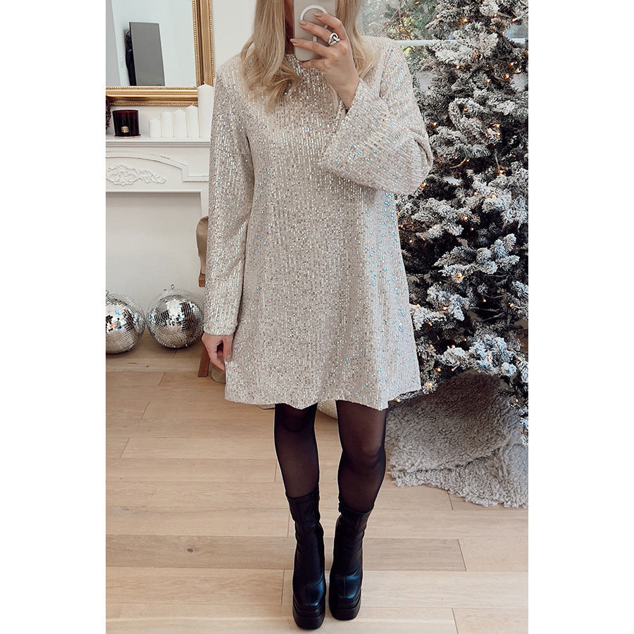 Party Sequin Dress INS Casual Loose Belted Dress