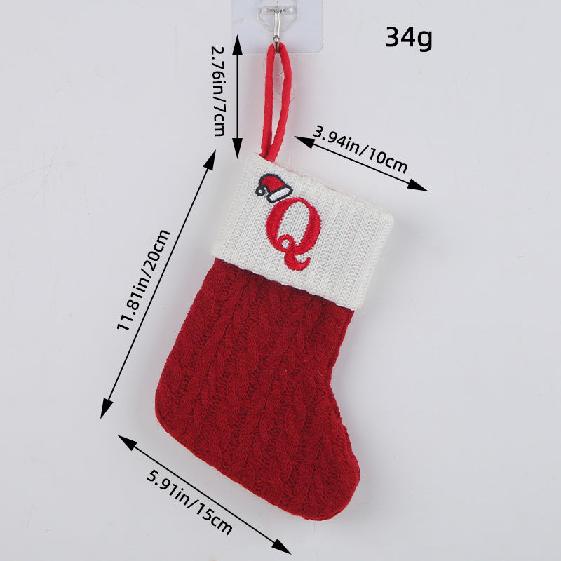 Mini Red Letter Wool Knitted Christmas Stockings