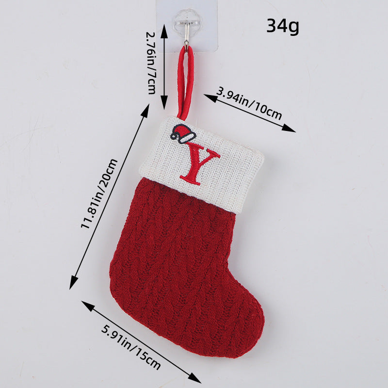 Mini Red Letter Wool Knitted Christmas Stockings