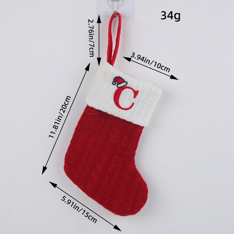 Mini Red Letter Wool Knitted Christmas Stockings