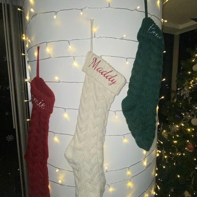 Embroidered Knitted Christmas Stocking