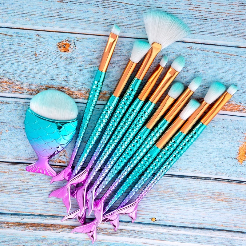 11pcs Mermaid Makeup Brushes Kit
