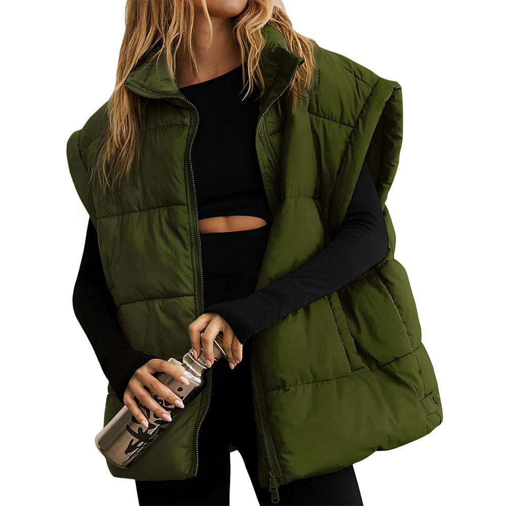 Flounced Sleeve Down Cotton Vest
