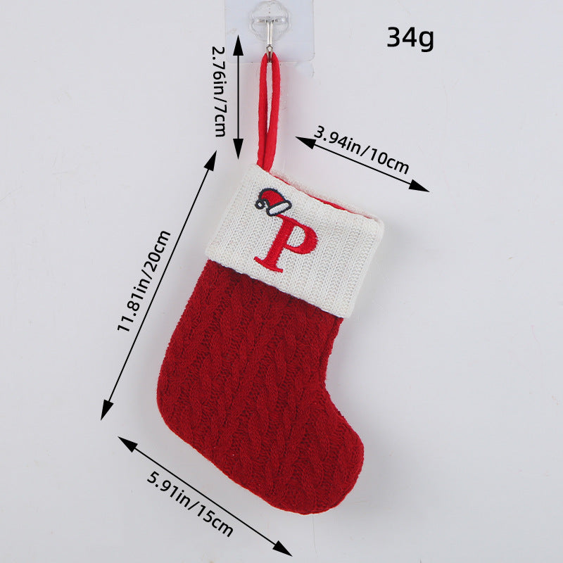 Mini Red Letter Wool Knitted Christmas Stockings