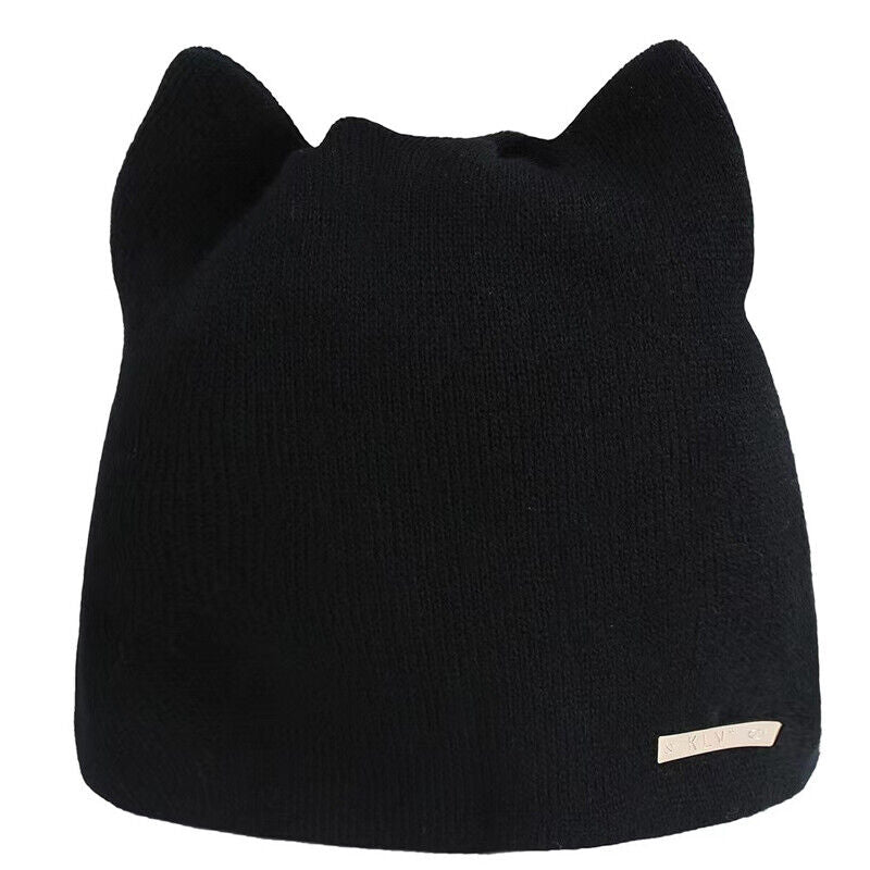 Ladies Winter Warm Beanie Knitted Hat Cat Ears