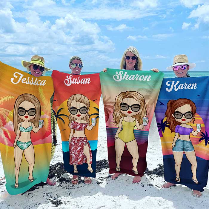Personalised Beach Towel - Gift For Bestie