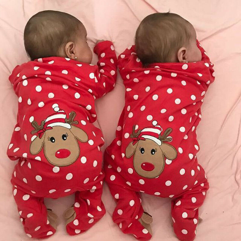 Babies red deer romper suit