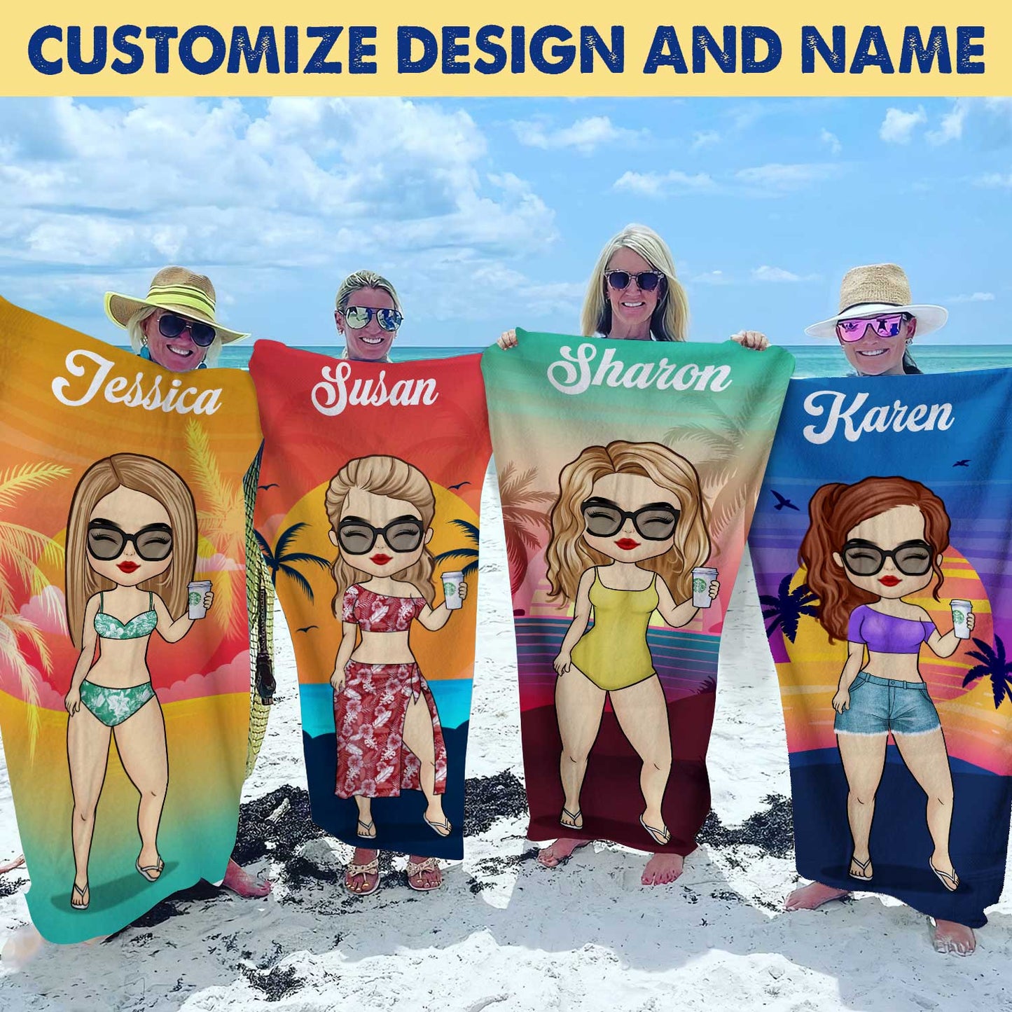 Personalised Beach Towel - Gift For Bestie