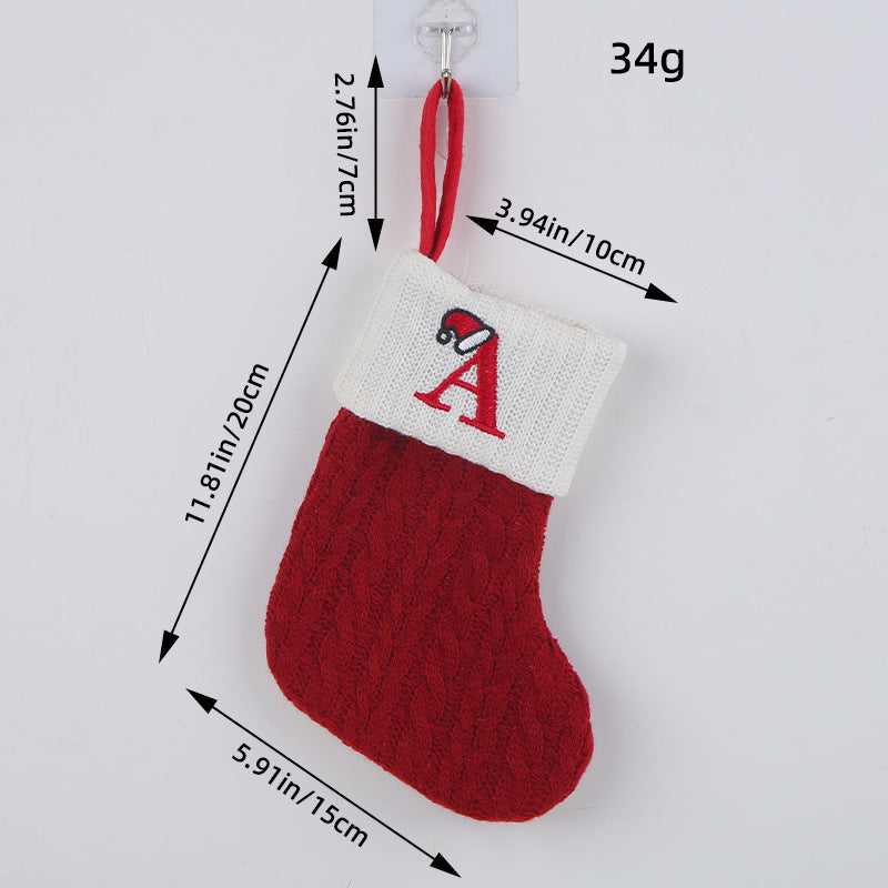 Mini Red Letter Wool Knitted Christmas Stockings