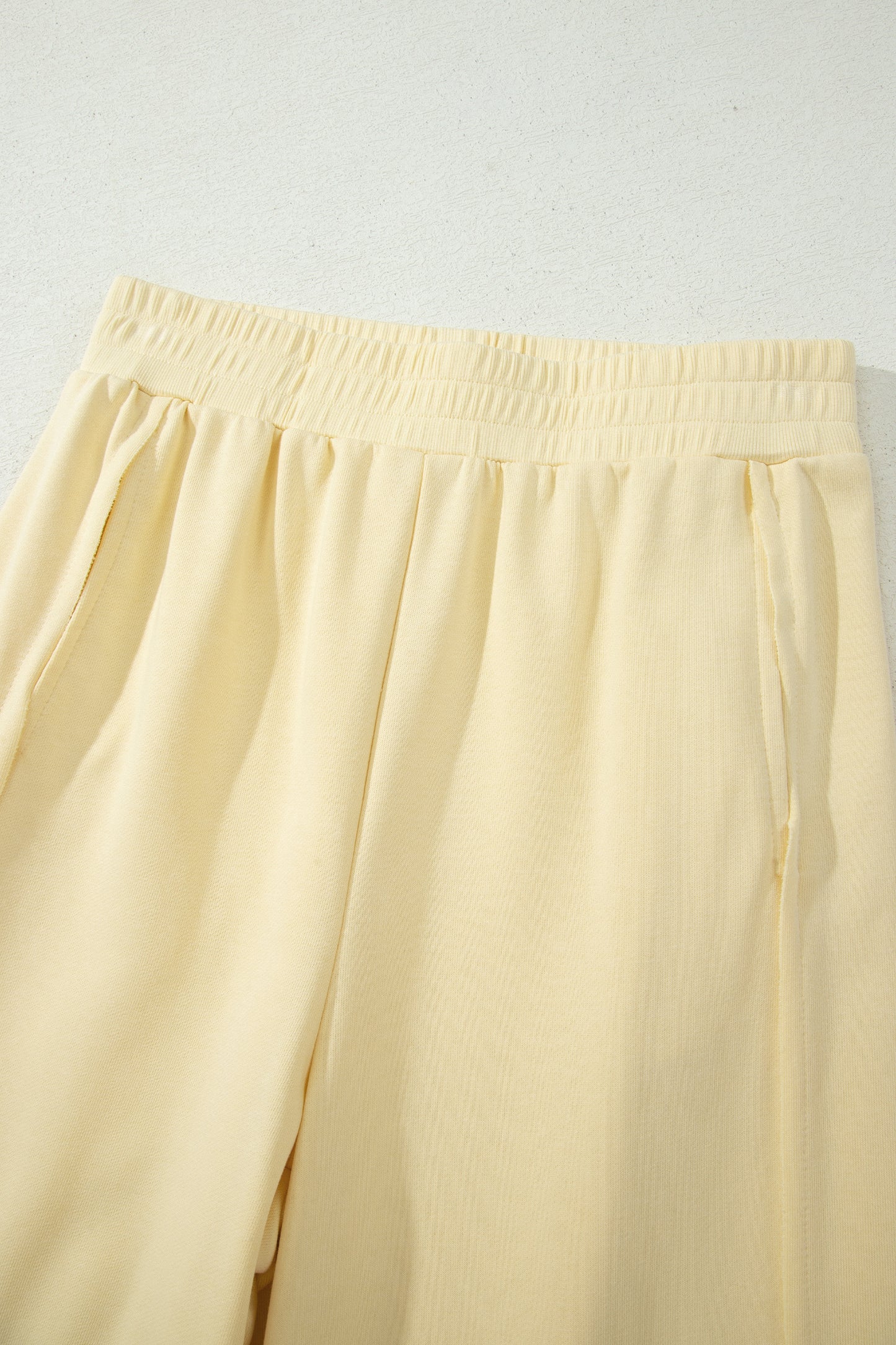 Yellow Cream Slim Ribbed Tank Top and Sweatpants Set