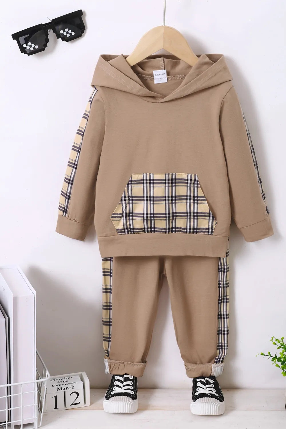 Children's Plaid Hoodie and trouser Set