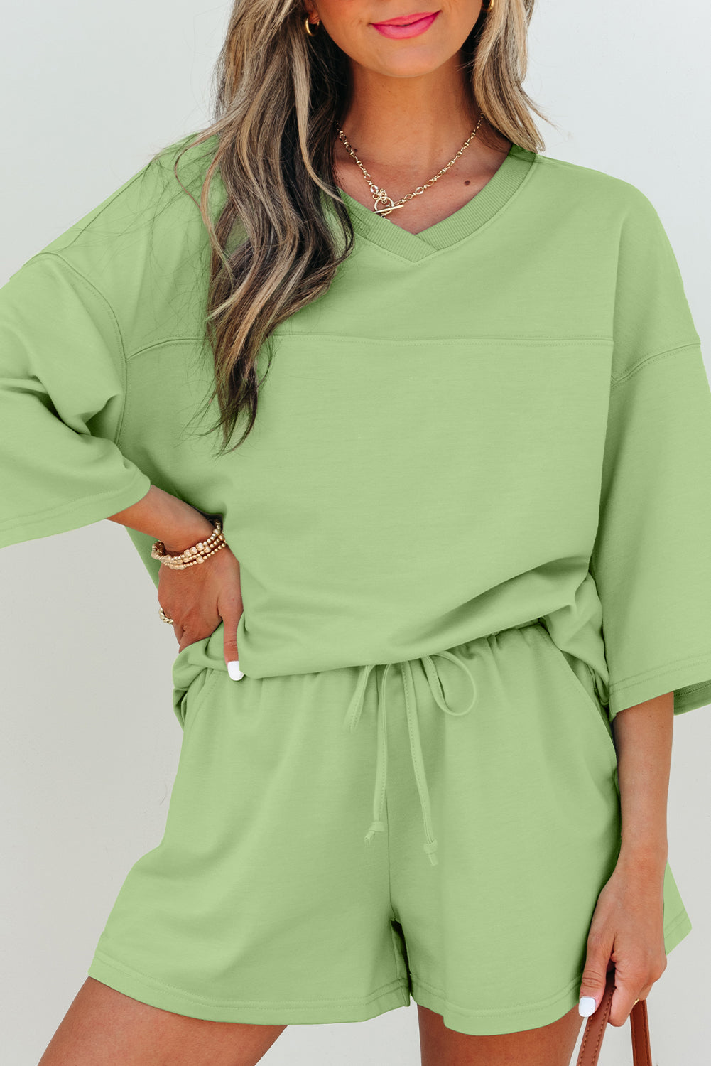 V Neck Half Sleeve Tee and Shorts
