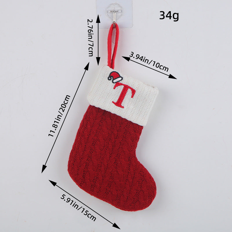 Mini Red Letter Wool Knitted Christmas Stockings