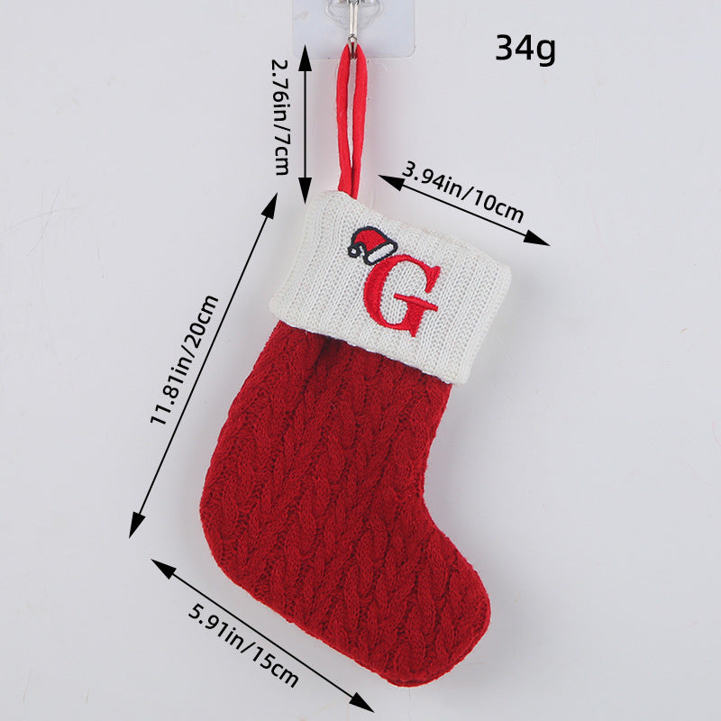 Mini Red Letter Wool Knitted Christmas Stockings