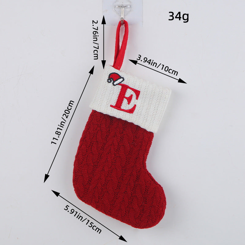 Mini Red Letter Wool Knitted Christmas Stockings