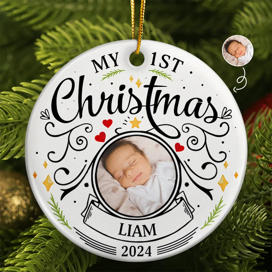 Custom Photo Baby First Christmas