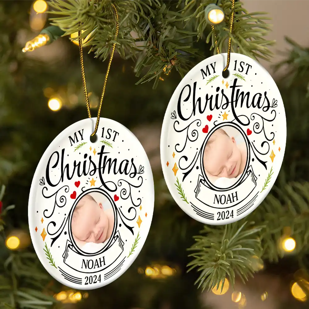 Custom Photo Baby First Christmas