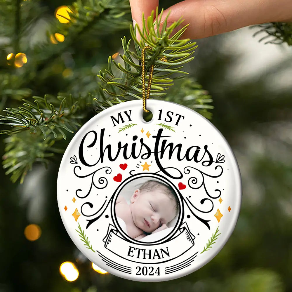 Custom Photo Baby First Christmas