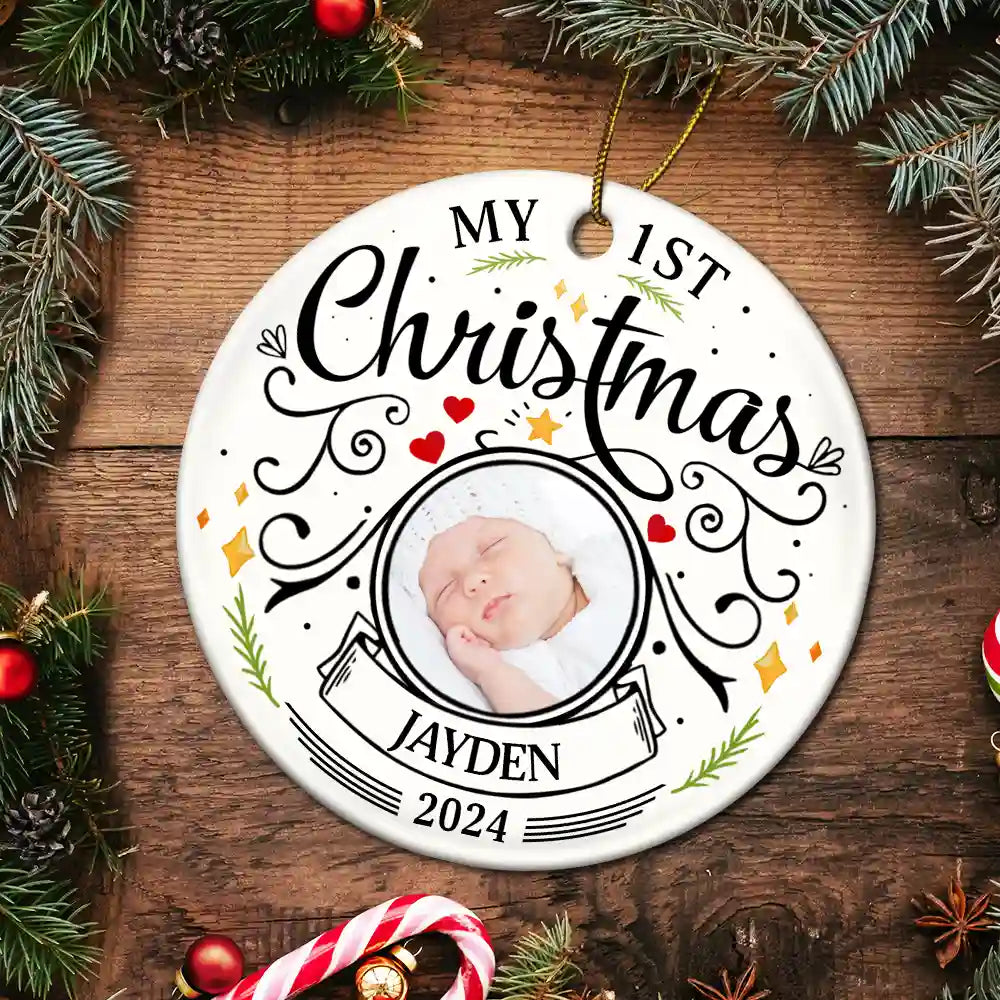 Custom Photo Baby First Christmas