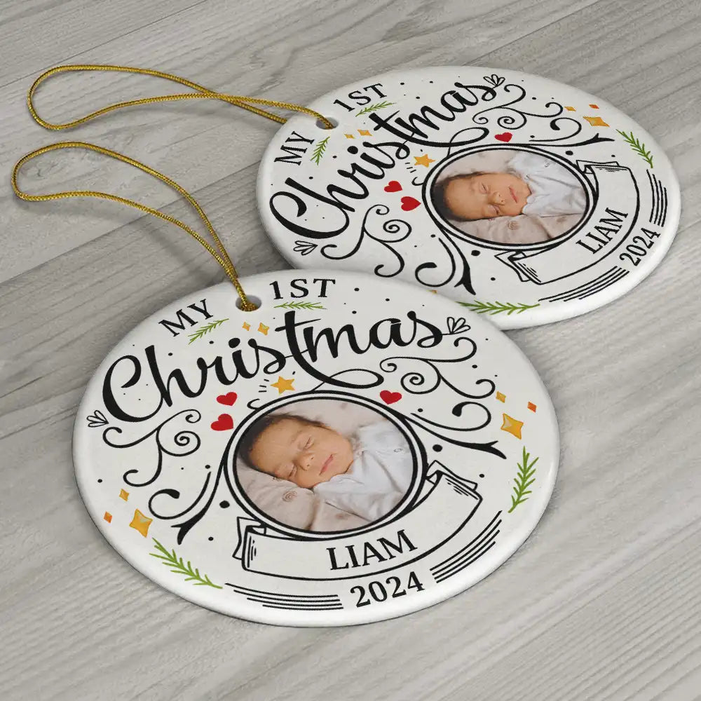 Custom Photo Baby First Christmas