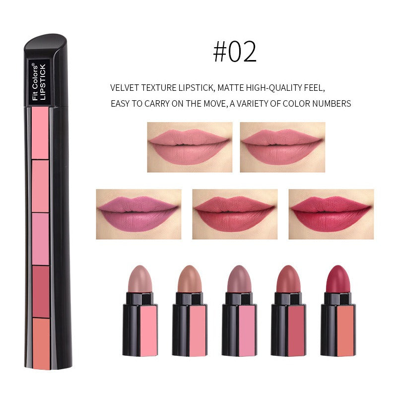 5 Colors Matte Velvet Lipstick Waterproof