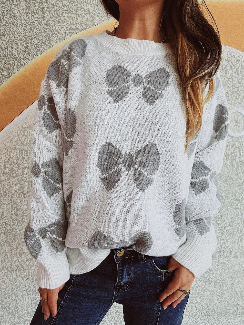 Loose bow sweater