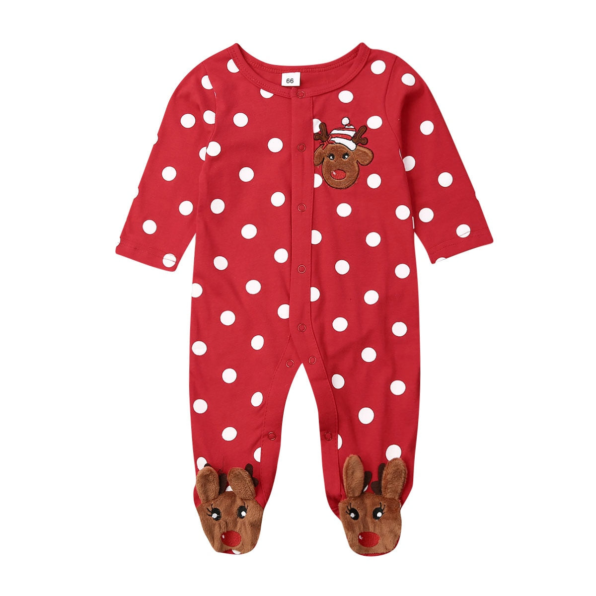 Babies red deer romper suit