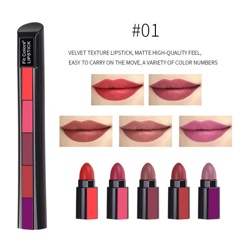 5 Colors Matte Velvet Lipstick Waterproof